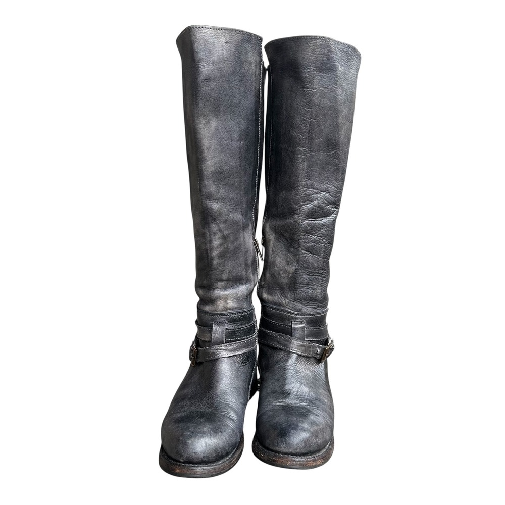 Bed Stu Boots Shoe Cobbler Series Leather Moto Distressed Black Grey Womens 6 - Picture 12 of 12